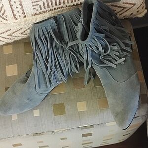 Sam Edelman Blue Fringe Ankle Boots